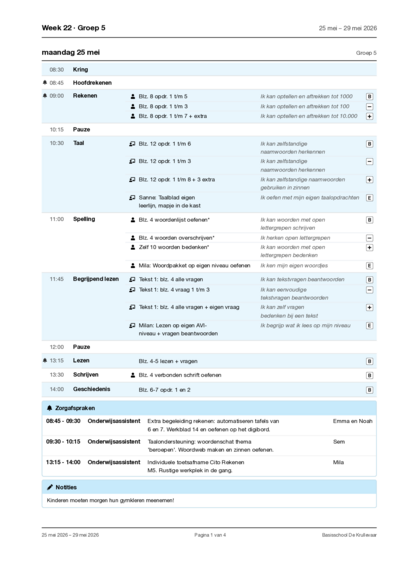 Teacher weekplan continuous perforation