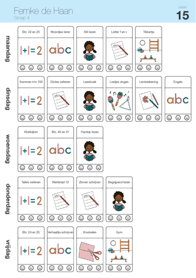 Weektaak met plaatjes (variant 2)