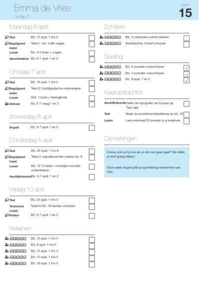 Zelfstandige weektaak