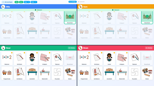 Keuzebord op het digibord voor kleuters
