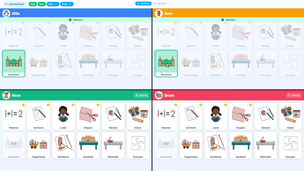 Keuzebord op het digibord voor kleuters