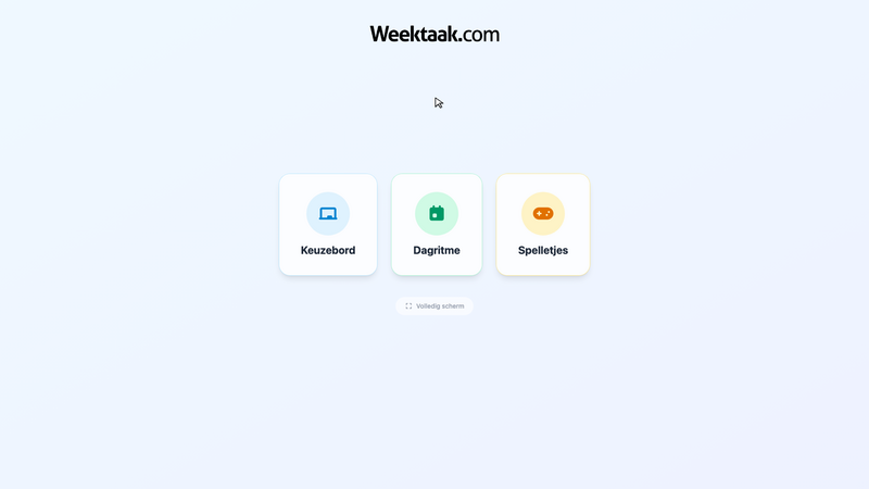 Startscherm van de digibord-app voor kleuters