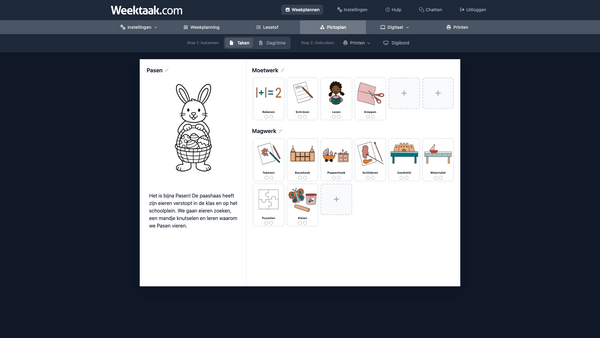 Picto weekplan met kleurrijke pictogrammen