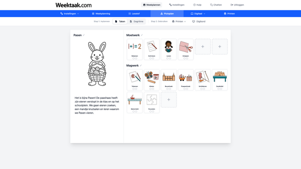 Picto weekplan met kleurrijke pictogrammen